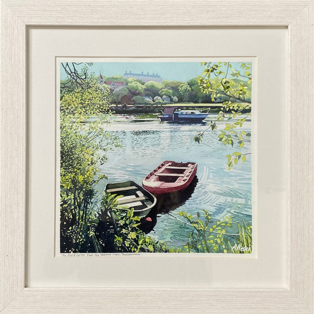 ROWING BOATS ON THE THAMES AT TWICKENHAM - Original Painting