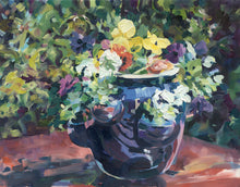 Load image into Gallery viewer, BLUE POT WITH PANSIES - Original Painting
