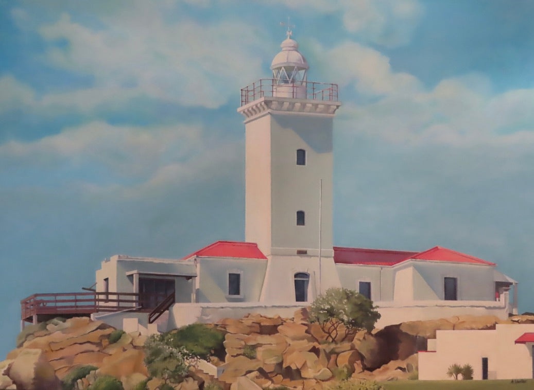 CAPE ST BLAIZE LIGHTHOUSE, MOSSEL BAY, SOUTH AFRICA - Original Painting